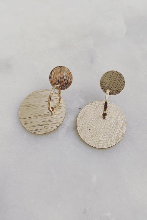 Etched Disc Gold Earrings ACC Jewellery Flo Gives Back 15% to Women In Need   