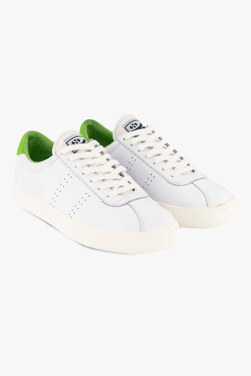 2843 Club S Comfort White with Green Flash Leather Sneaker ACC Shoes - Sneakers Superga   