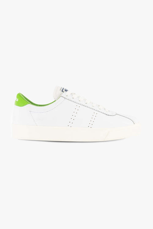 2843 Club S Comfort White with Green Flash Leather Sneaker ACC Shoes - Sneakers Superga   