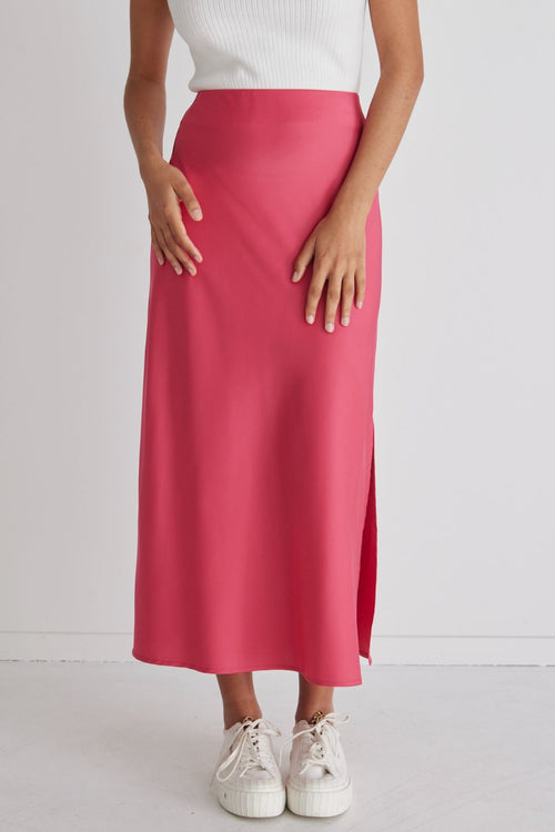 Serpentine Fuschia Satin Bias Cut Skirt WW Skirt Among the Brave   