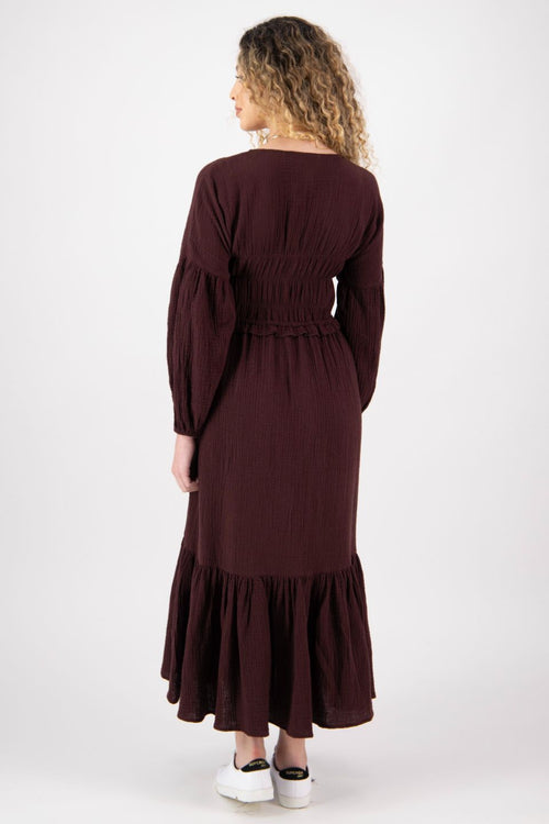 Chelsea Raisin Cotton Blouson LS Midi Dress WW Dress Ivy + Jack   