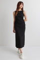 Night Out Black Rib Rouched Sleeveless Maxi Dress