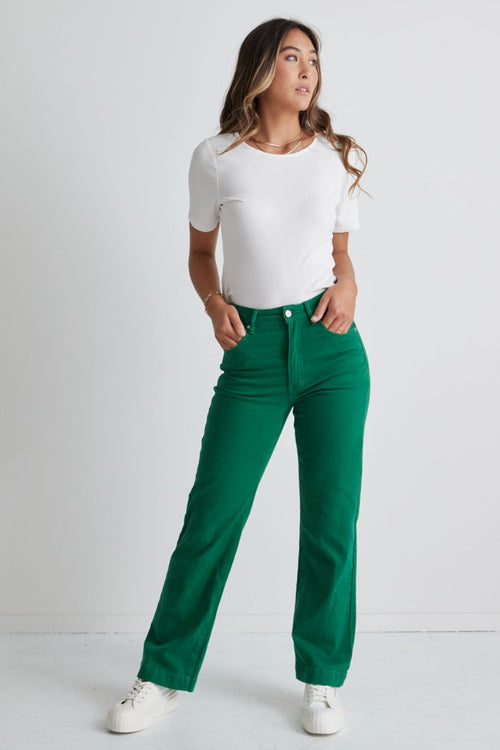 Billie Apple Green Wide Leg Jeans WW Jeans Among the Brave   