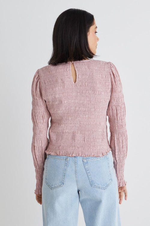 Dani Blush Rose Shirred LS Top WW Top Ivy + Jack   