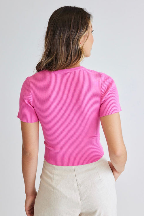 So Good Pink SS Wrap Knit Top WW Top Among the Brave   