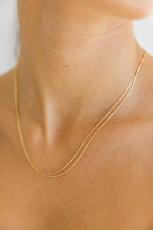 Ultra Fine Double Chain Gold Necklace ACC Jewellery Flo Gives Back 15% to Women In Need   