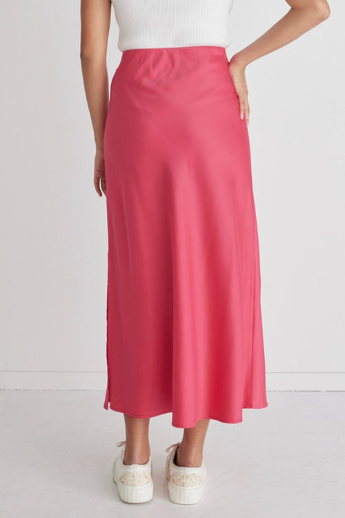 Serpentine Fuschia Satin Bias Cut Skirt WW Skirt Among the Brave   