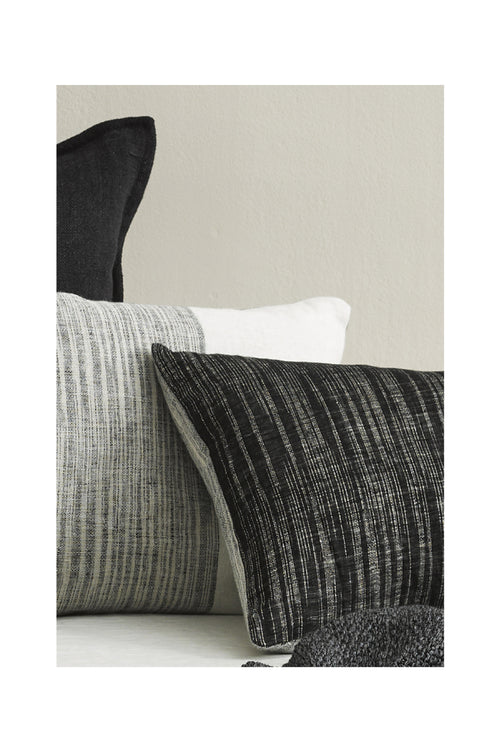 Anderson Linen Black White + Grey Feather Inner 45x55cm Rectangle Cushion HW Cushions Baya   