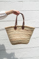 French Market Basket Bag with Deluxe Tan Leather Handle