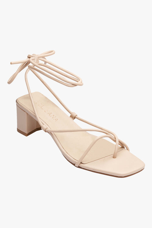 Cameo Strappy Wrap Tie Nude Leather Heel ACC Shoes - Heels Solsana   