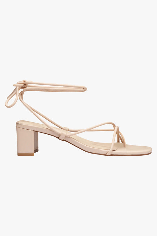 Cameo Strappy Wrap Tie Nude Leather Heel ACC Shoes - Heels Solsana   