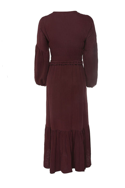 Chelsea Raisin Cotton Blouson LS Midi Dress WW Dress Ivy + Jack   