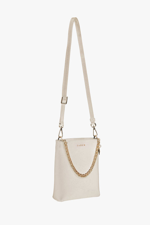 Coco Alabaster Leather Bucket Bag with Gold Chain Detail ACC Bags - All, incl Phone Bags Saben   