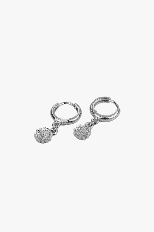 Daisy Rhodium Huggie Hoop Earrings ACC Jewellery Flo Gives Back 15% to Women In Need   