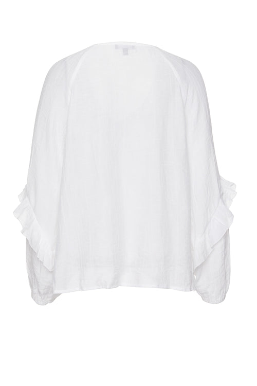 Day Dream Ivory Textured Frill Neck LS Top WW Top Among the Brave   