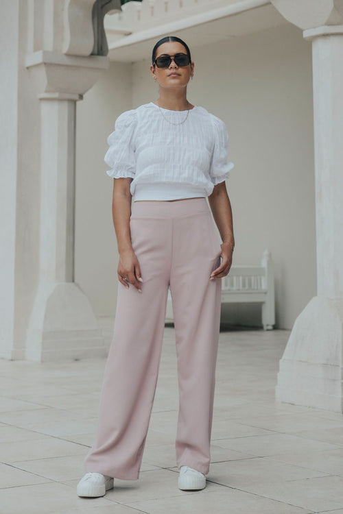 Favourite Blush Elastic Back Wide Leg Pants WW Pants Ivy + Jack   