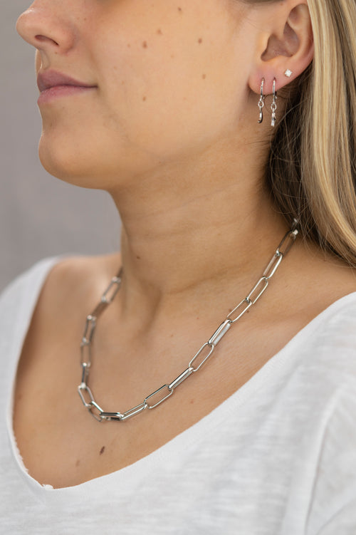 Oval Chain Rhodium Necklace ACC Jewellery Flo Gives Back 15% to Women In Need   