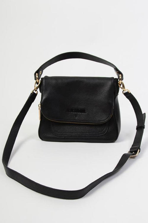 For Keeps Black Leather Fold Over Cross Body Gold Hardware Bag ACC Bags - All, incl Phone Bags Federation   