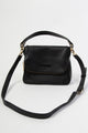 For Keeps Black Leather Fold Over Cross Body Gold Hardware Bag