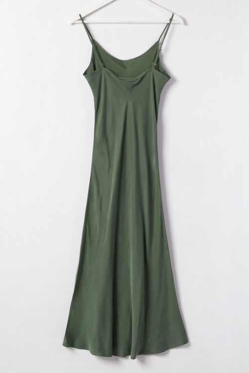 Golden Hour Khaki Cupro Bias Slip Midi Dress WW Dress Ivy + Jack   