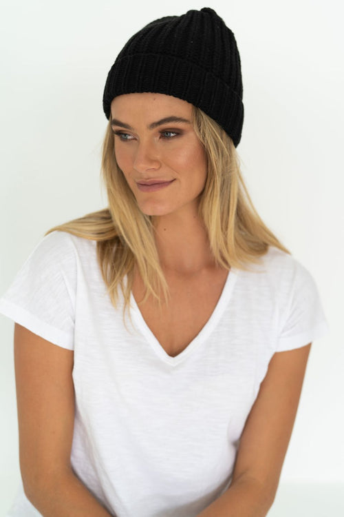 Keely Black Rib Beanie ACC Hats Humidity Lifestyle   