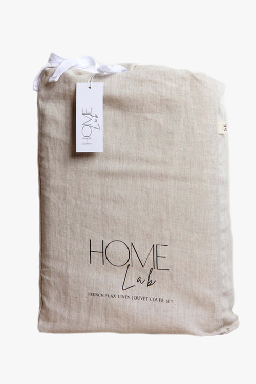 Linen Duvet Cover Set Natural Oatmeal King HW Linen - Teatowel, Table, Bedding, Towel Home Lab   