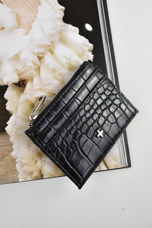 Ivy Black Croc Vegan Leather Card Holder ACC Bags - Wallets+Straps Cosmetic Laptop Ph cases Peta + Jain   