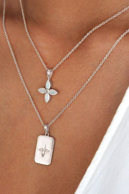 Mother of Pearl Clover Sterling Silver Necklace ACC Jewellery Murkani   