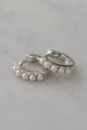 Mini Pearl Huggies Earrings Silver