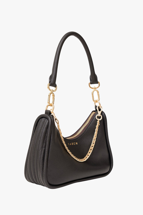 Odette Black Handbag with Gold Chain Detail ACC Bags - All, incl Phone Bags Saben   