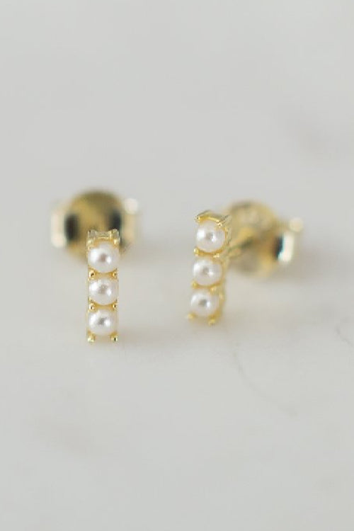 Pearl Bar Stud Earrings Gold ACC Jewellery Sophie   