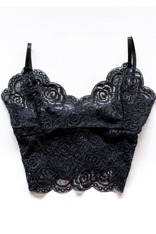 Strappy Black Lace Bralette ACC Intimates Queen of the Foxes   