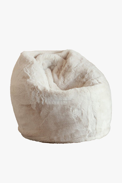 Vegan Fur Bean Bag Ivory HW Furniture - Chair, Table, Floor Mirror, Shelf Home Lab   