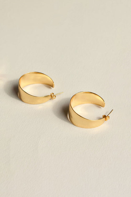 Sabana Gold Wide Stud Hoop Earrings ACC Jewellery Brie Leon   