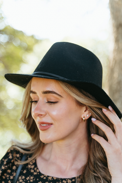 Wesley Fedora Black Wool Felt Hat ACC Hats Brixton   