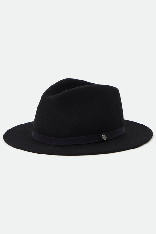 Messer Packable Fedora Black Wool Felt Hat ACC Hats Brixton   