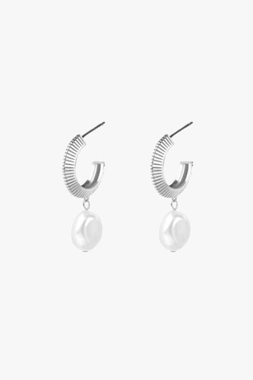 Aada Pearl Silver Hoop Earrings ACC Jewellery Silver Linings   