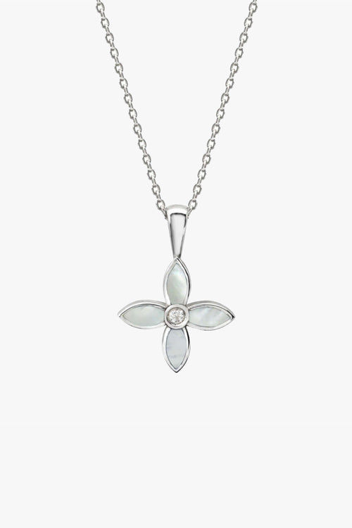 Mother of Pearl Clover Sterling Silver Necklace ACC Jewellery Murkani   