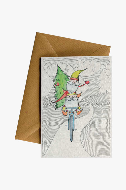 Elves Bike Greeting Card HW Christmas Little Difference   