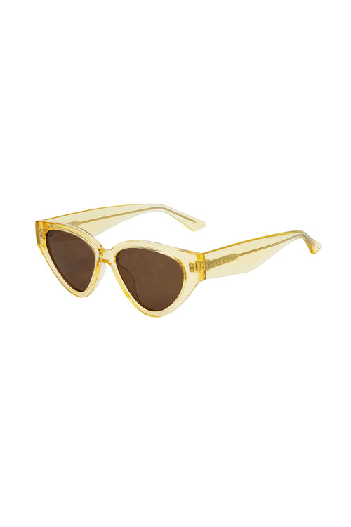 Fly Girl Oval Cateye Yellow Framed Sunglasses with Brown Lens ACC Glasses - Sunglasses Prive Revaux   