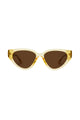 Fly Girl Oval Cateye Yellow Framed Sunglasses with Brown Lens