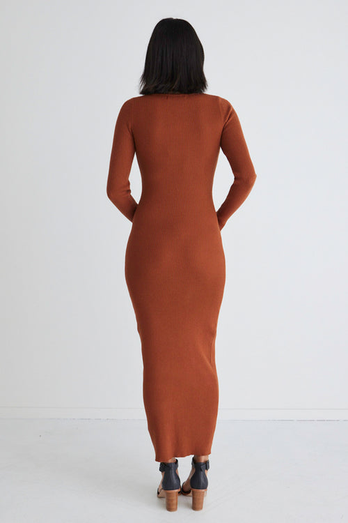 Form Copper Fitted Rib Knit Dress WW Dress Georgia Mae   