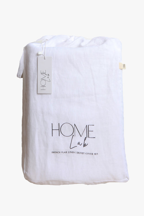 Linen Duvet Cover Set White King HW Linen - Teatowel, Table, Bedding, Towel Home Lab   