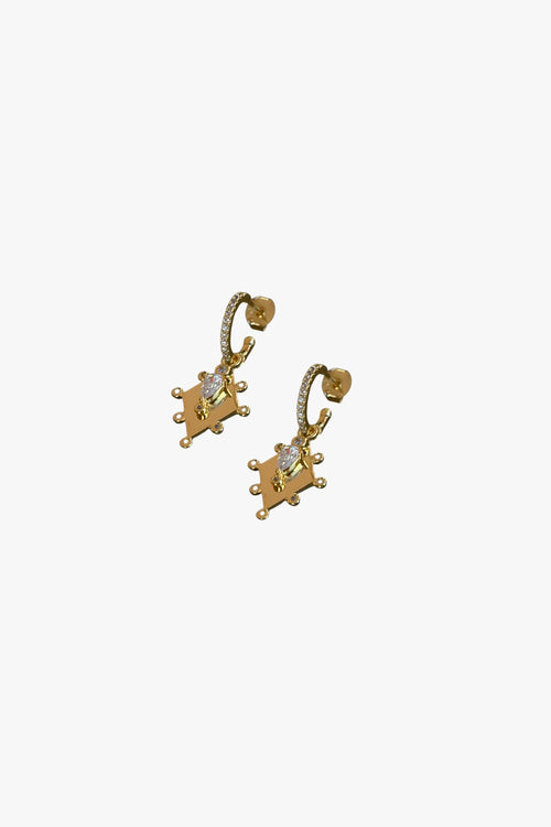 Goddess Charm Gold Sleeper Earrings EOL ACC Jewellery Lindi Kingi   