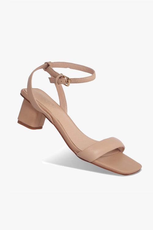 Harlyn Nude Leather Low Heel ACC Shoes - Heels Nude   