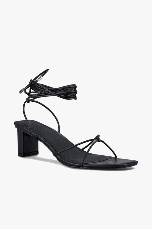 Honey Black Ankle Strap Mid Heel ACC Shoes - Heels Sol Sana   