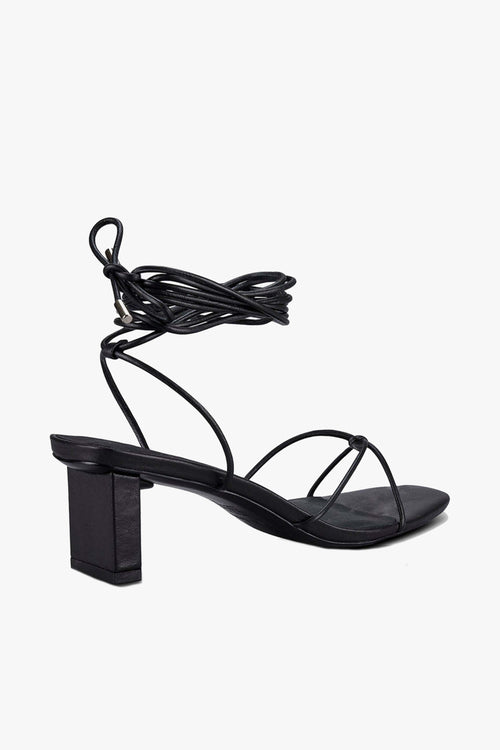 Honey Black Ankle Strap Mid Heel ACC Shoes - Heels Sol Sana   