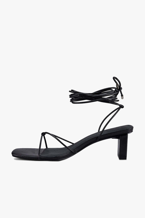 Honey Black Ankle Strap Mid Heel ACC Shoes - Heels Sol Sana   