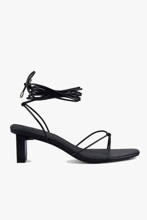 Honey Black Ankle Strap Mid Heel ACC Shoes - Heels Sol Sana   