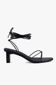 Honey Black Ankle Strap Mid Heel